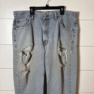 Levi's Jeans Mens 36x30 Blue 550 Relaxed Fit Tapered‎ Light Wash Heavy Distress